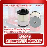 FS20083 A0000905051 A485007 Fuel Water Separator Filter for Cummins ISX and X Engines Detroit DD13 DD15 DD16