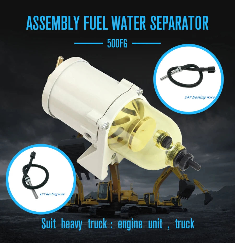 500FG Fuel water separator filter with heater  ( 12V,24V)  diesel engine and  2010PM filter+FREE SHIPPING
