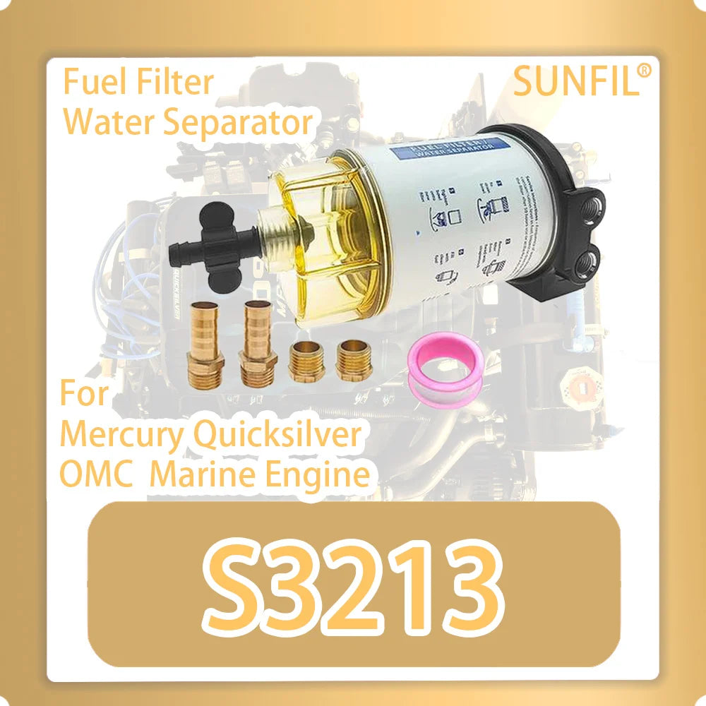 S3213 Fuel Filter Water Separator Assembly Outboard For Mercury Quicksilver OMC  Marine Engine boat 10 Micron Filter Kit