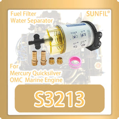 S3213 Fuel Filter Water Separator Assembly Outboard For Mercury Quicksilver OMC  Marine Engine boat 10 Micron Filter Kit